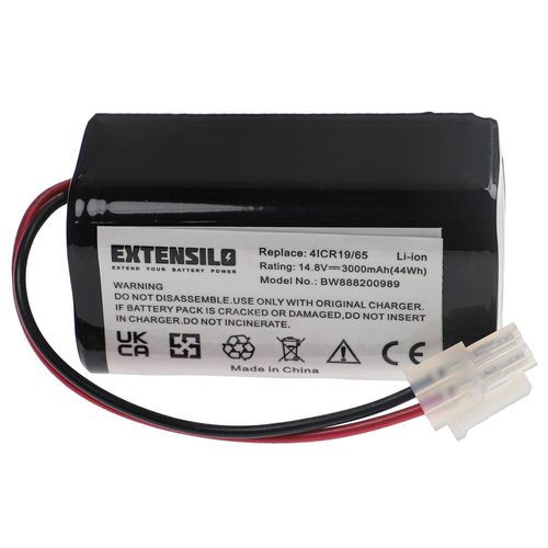 EXTENSILO Batterie compatible avec Silvercrest SSRA1 robot lectromnager (3000mAh, 14,8V, Li-ion)