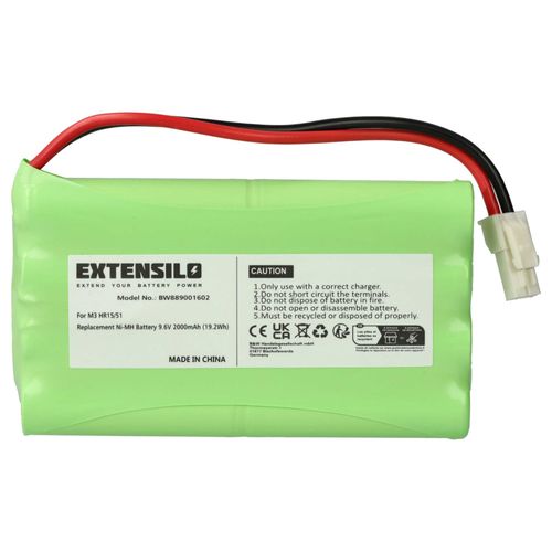 Extensilo Batterie Remplacement Pour Somfy Mb-9.6v 8kr15/51, M3 Hr15/51 Pour Motorisation De Porte Ou Portail (2000mah, 9,6v, Nimh)