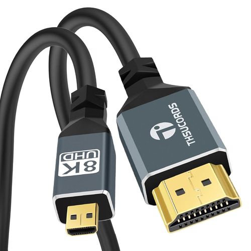 Extra Thin 4K 8K Cble Micro HDMI vers HDMI 2M, Ultra Extrmement & Flexible Fin Cble Micro HDMI Supporte 48Gbps 8K@60hz, 4K@120hz for GoPro Raspberry Pi 4 Sony Camera Nikon