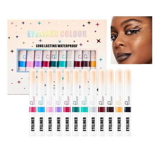 Eyeliner Liquide Color, 12 Couleurs, Haute Pigmentation, Pour Documents, Gel Impermable, Longue Dure, Arc-En-Ciel