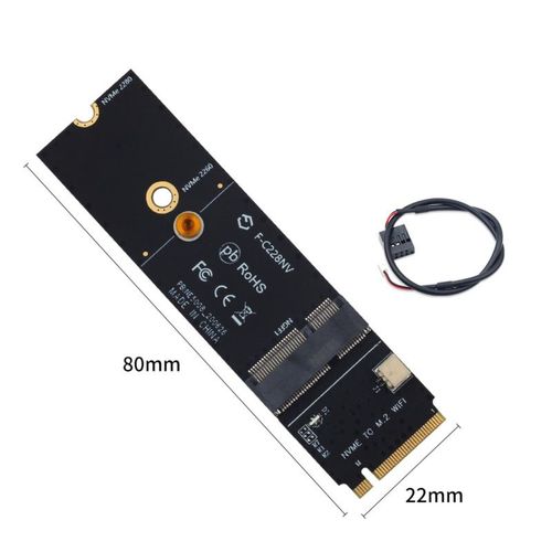 F-C228NV - Adaptateur De Carte Rseau Sans Fil, Intel Ax210 Wifi6 Bluetooth 5.2 M.2 A + E Key To M.2 M Key Nvme Ssd Port Rseau Wlan, 3000mbps
