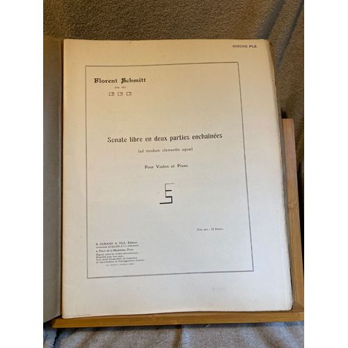 F. Schmitt Sonate Libre 2 Parties Enchanes Partition Violon Piano Durand Simone Pl