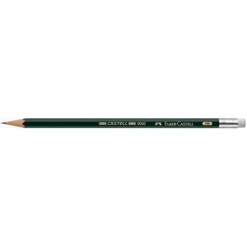 Faber-Castell Crayon 9000 Avec Gomme, Hexagonale, B