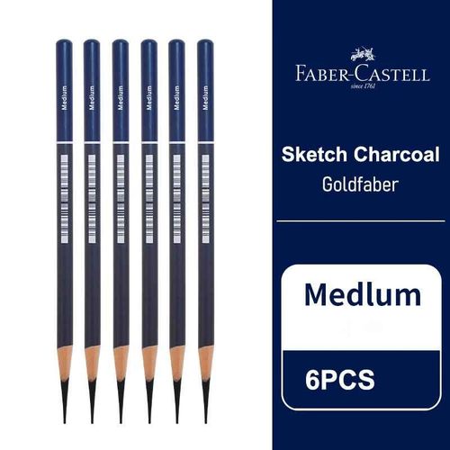 Faber Castell Goldfaber-Ensemble De Crayons  Croquis Pour Ombrage,Crayons 2,4 Au Charbon De Bois Pour Dessiner Et Esquisser Des Artistes,5 Pices,6 Pices - Type 6pcs Medium