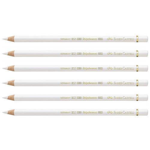 Faber-Castell Lot De 6 Crayons De Couleur Polychromos Mine 3,8mm  L'huile Blanc