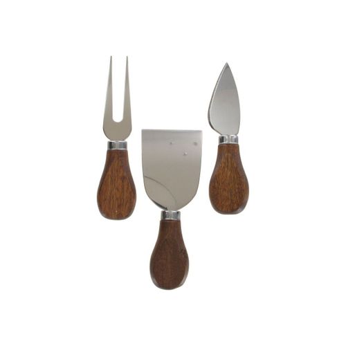 Fackelmann 40912 Set 3 En 1 De Couteaux  Fromage, Couteaux  Fromage, Coupe Fromage, Bois, Acier Inoxydable, 12,5 Cm