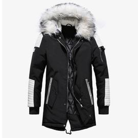 Fashion Doudoune Homme Chaua Capuche fausse fourrure amovible Grande Taille Bicolore Manteau Homme Hiver Rakuten