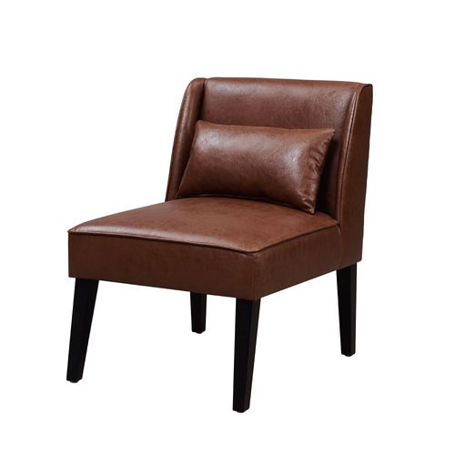 Fauteuil Chaise De Repos Lecture Relaxation Moderne En Faux Cuir Brun Avec Coussins Teamson Home Marc Vnf-00087-Eu