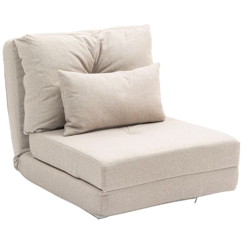Fauteuil Convertible Chauffeuse Inclinable - Coussin Inclus - Tissu Beige