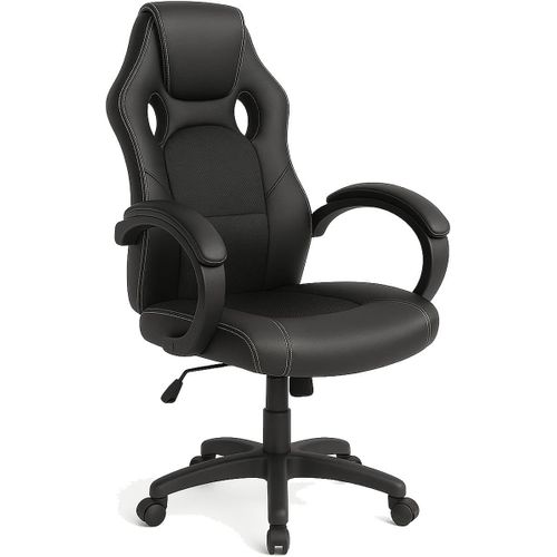 Fauteuil De Bureau De Sport Orientable  4 Roues Pivotantes  360 Modle Racer Gaming Design Extra Luxe En Similicuir Noir Et Tissu (Noir)