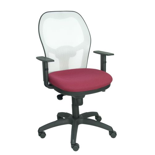 Fauteuil De Bureau Ergonomique Avec Mcanisme Synchro, Accoudoirs Rglables Et Hauteur Rglable Dossier En Maille Respirante En Blanc Et Sige Rembourr En Tissu Bali Brunir