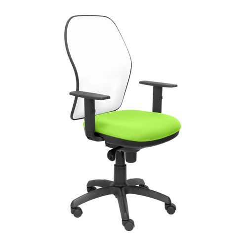 Fauteuil De Bureau Ergonomique Avec Mcanisme Synchro, Accoudoirs Rglables Et Rglable En Hauteur, Dossier En Maille Respirante En Blanc Et Assise Rembourre En Tissu Pistache