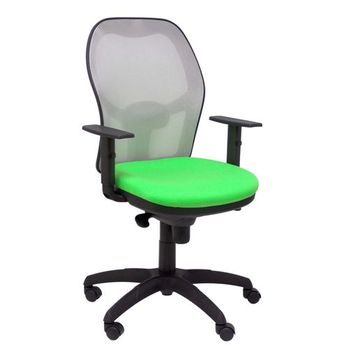 Fauteuil De Bureau Ergonomique Avec Mcanisme Synchro, Accoudoirs Rglables Et Rglables En Hauteur, Dossier En Maille Respirante En Gris Et Assise Tapisse En Tissu Pistache