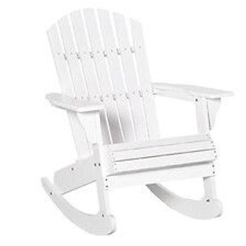 Fauteuil De Jardin Adirondack  Bascule Rocking Chair Style No-Rtro Assise Dossier Ergonomique Bois Sapin Trait Peint Blanc