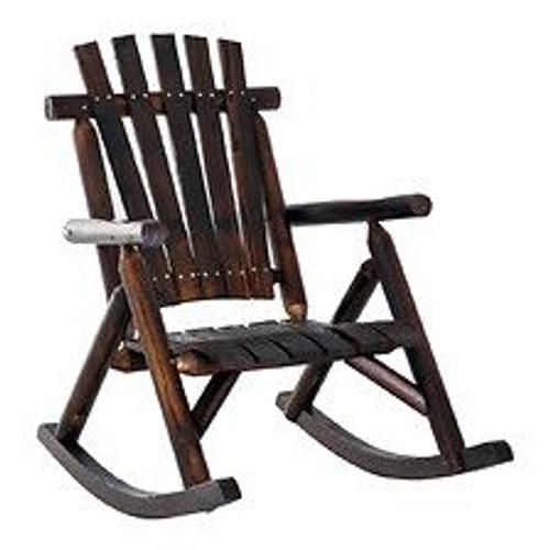 Fauteuil De Jardin Adirondack  Bascule Rocking Chair Style Rustique Chic Bois Sapin Trait Carbonisation