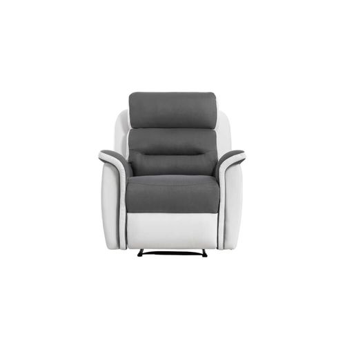 Fauteuil De Relaxation 1 Place En Microfibre / Simili Lon - Blanc / Gris