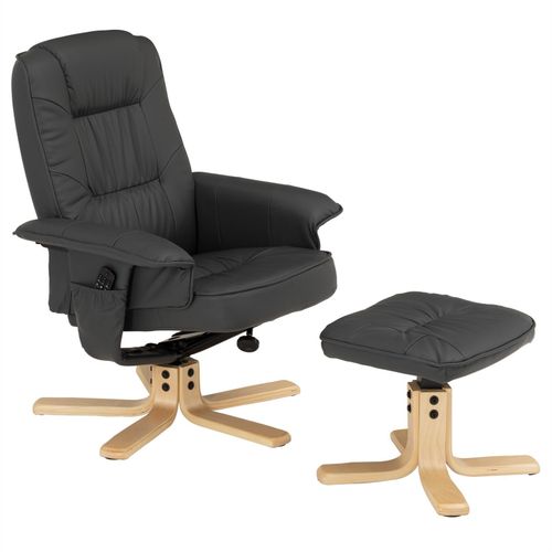 Fauteuil De Relaxation Charly Avec Repose-Pieds Pouf Sige Pivotant Dossier Inclinable Assise Rembourre Relax, En Synthtique Gris