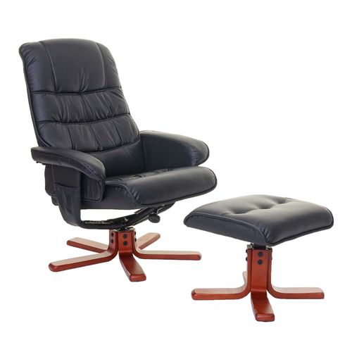 Fauteuil De Relaxation Tv Inclinable Rotatif Avec Repose-Pieds En Synthtique Noir 04_0002043