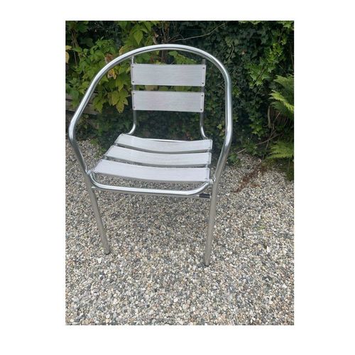 Fauteuil Design Alu Empilable Siege Metallique Inox Max 110 Kg Leger Facile A Nettoyer Ne Rouille Pas Rsist Style Polyvalent Mobilier Espace Usage Pratic Solide Terrasse Resto Balcon Bar Ext/ Int