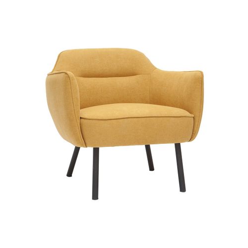 Fauteuil Design En Tissu Effet Velours Jaune Moutarde Laurens