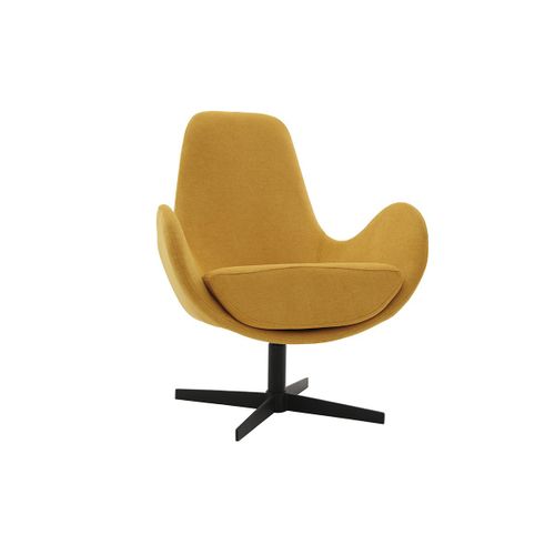 Fauteuil Design Pivotant Tissu Effet Velours Jaune Moutarde Andy