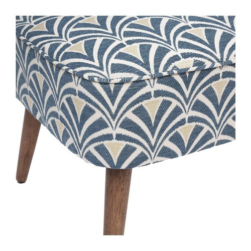 Fauteuil En Bois Et Tissu Chenille Bleu Art Dco