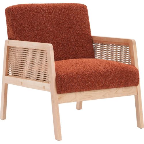 Fauteuil En Cannage Et Tissu Boucl Rouille