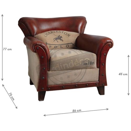 Fauteuil En Coton Et Cuir De Buffle Charleston Polo
