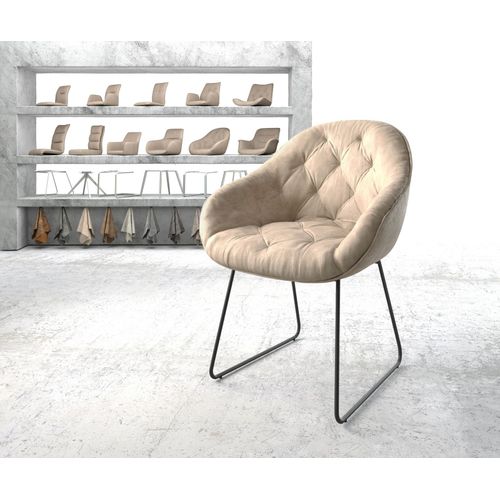Fauteuil Gaio-Flex Cadre Patin Noir Vintage Beige