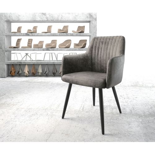 Fauteuil Greg-Flex 4-Pieds Conique Noir Vintage Gris