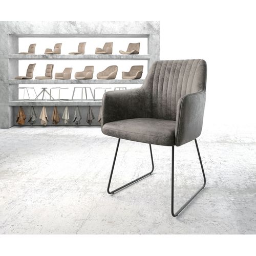 Fauteuil Greg-Flex Cadre Patin Noir Vintage Gris