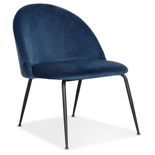 Fauteuil Lounge 'mermaid' En Velours Bleu Et Pieds En Mtal Noir