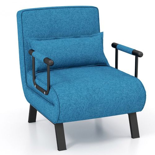 Fauteuil Relax Convertible Rglable Lit 1 Place 6 Positions Canap Relaxant Chaise Longue Bleu Oreiller Coussin Salon