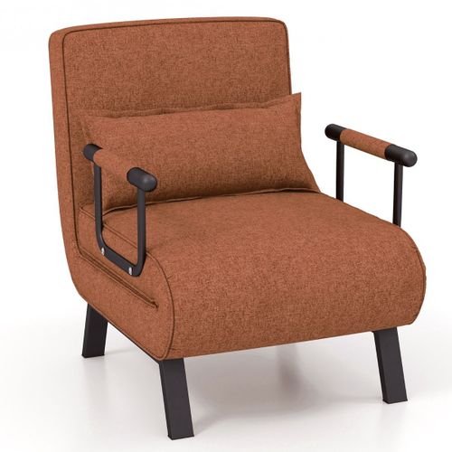 Fauteuil Relax Convertible Rglable Lit 1 Place Marron 6 Positions Canap Relaxant Chaise Longue Oreiller Coussin Salon