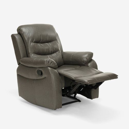 Fauteuil Relaxant Lux Dossier Inclinable Repose Pied Cuir Synthtique Rembourr Relax Salon Tv Maison Gris
