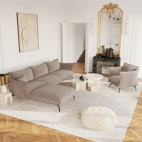 Fauteuil Velours Taupe