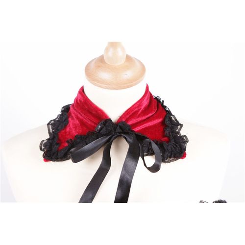 Faux Col Chemise Cape Collier Tissu Dentelle Velours Ruban Noeud Doux Accessoire Lolita Original Tendance Rtro Vintage Black Sugar Boutique Mode Lolita Dguisements Cosplay Paris