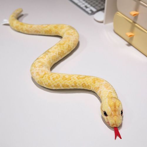 Faux Serpent En Peluche Poupe Python Poupe De Chiffon Zodiaque Serpent Anne Mascotte Python Tachet Jaune - 50 Cm Redress Longueur Totale 66 Cm (0,05 Kg)