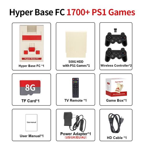 Fc-500g-Ps1-706w-2 - Console De Jeu Vido Portable David Machine Game Box, Plus De 53000 Jeux Intgrs, Ext.500g, Hdd Pour Psp, Ps1, N64, Macloser, Console D'mulateur 4k Uhd