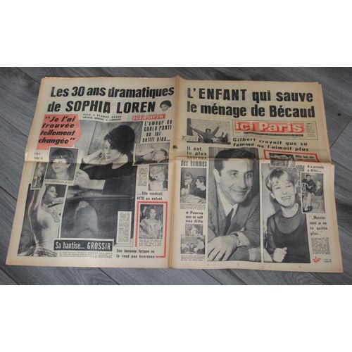 Fd Jean Claude Pascal 1/2p/ Gilbert Becaud Couv + 1/2p/ Claude Francois 1/2p/ Jean Marais 1p/ Marc Cassot 1/2p/ Sophia Loren Dos De Couv + 1/2p/ Roger Lanzac 1p/ Maria Schell 1p/ / Juillet 1965/ 1044