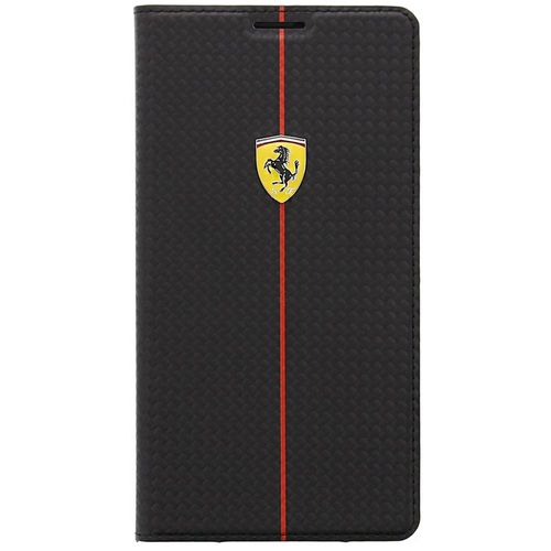 Fefocbbs5bl Etui Ferrari Srie Scuderia Carbone Noir  Rabat Latral Samsung Galaxy S5 Ultra Fin
