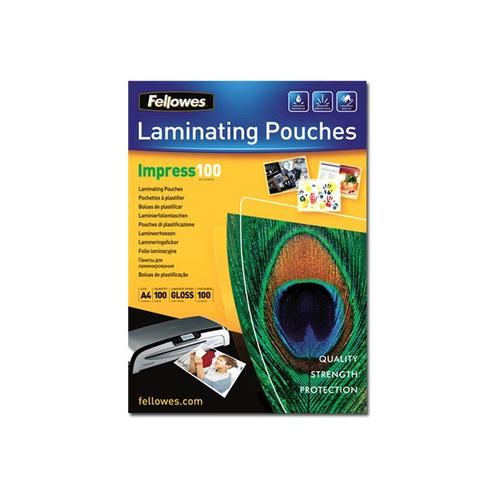 Fellowes Laminating Pouches Impress 100 Micron - 100 Microns Pack De 100 - Brillant - Transparent - A3 (297 X 420 Mm) Pochettes Plastifies