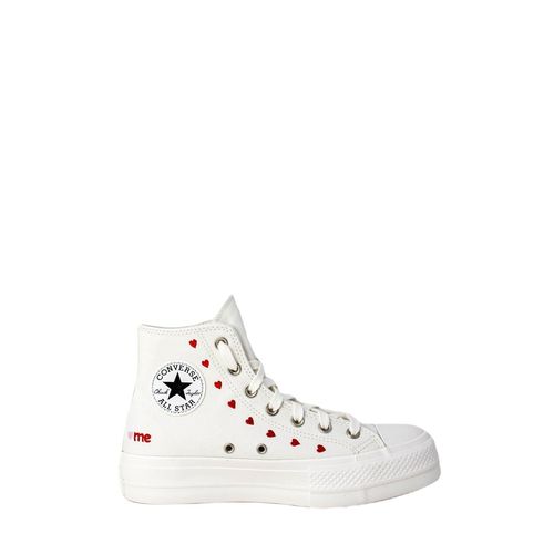 Femme Converse Chuck Taylor All Star Lift Platform Embroidered Hearts A01599c - 37 1/2