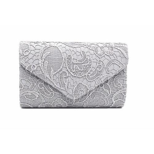 Femmes lgantes Dentelle Florale Soire Pochette Enveloppe Bal Sac  Main Mariage Sac  Main Argent