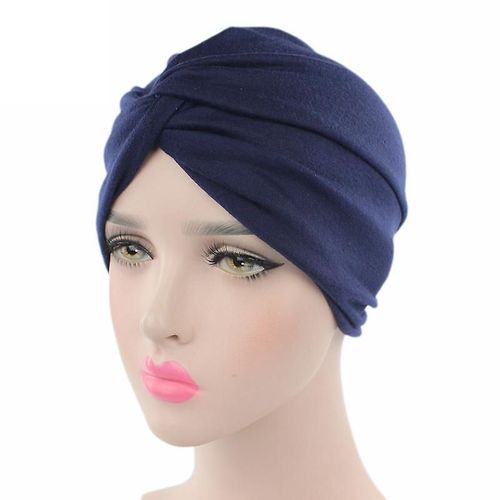 Femmes Turban Front Croix Inde Chapeau Chapeaux Hijab Casquette De Cheveux Marine