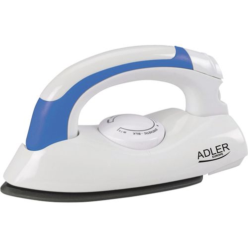 Fer  Repasser de Voyage sans vapeur Adler AD5015, Temprature Ajustable, Mini-fer, Blanc/Bleu 800 Watts, lger et pliant