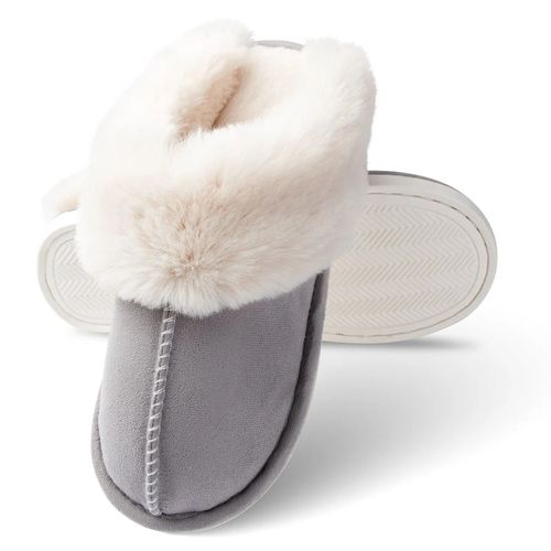 Feslishoet-Pantoufles Plates Chaudes En Peluche Pour Femme,Chaussures D'nikdouces Et Confortables En Coton,Collection Hiver