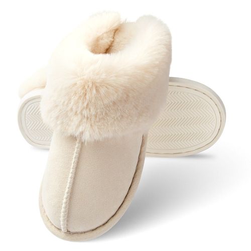 Feslishoet-Pantoufles Plates Chaudes En Peluche Pour Femme,Chaussures D'nikdouces Et Confortables En Coton,Collection Hiver