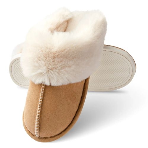 Feslishoet-Pantoufles Plates Chaudes En Peluche Pour Femme,Chaussures D'nikdouces Et Confortables En Coton,Collection Hiver