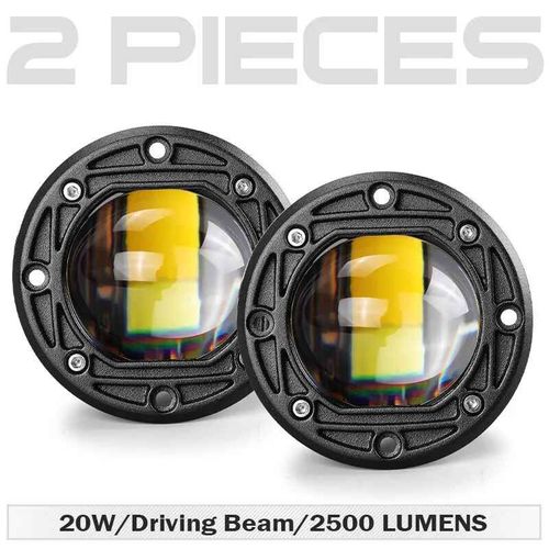 Feu De Travail Anti-Brouillard Led 3 Pouces Avec Lentille 8d,6000k,Blanc,3500k,Jaune,Pour Voiture,Camion Tout Terrain,4x4,12v,24v - Type 2pcs Round
